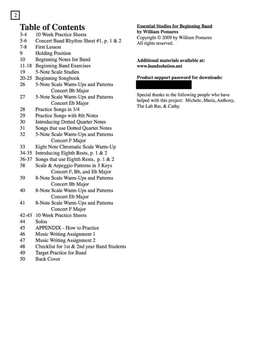 Essential Studies 1 ToC